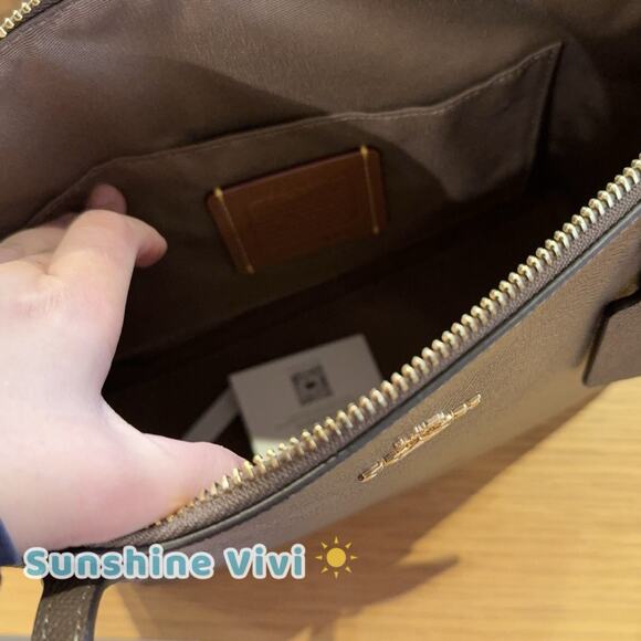 NWT COACH Fiona Zip Tote Bag In Signature Canvas CW395, Dark Stone - Picture 7 of 7